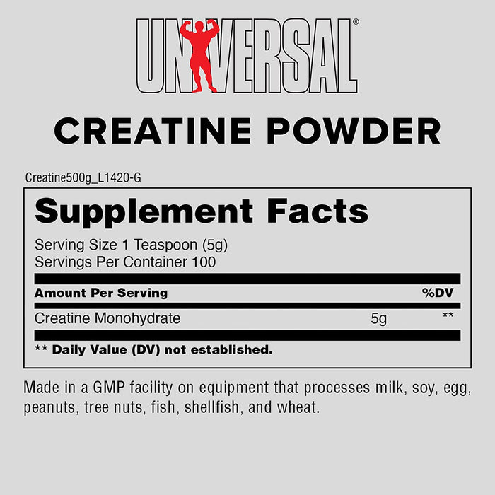 Universal Nutrition Creatine Powder, Unflavored (EAN 039442147011) - 500 grams | High-Quality Creatine Supplements | MySupplementShop.co.uk