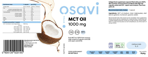 Osavi MCT Oil, 1000mg - 60 softgels | High-Quality Combination Multivitamins & Minerals | MySupplementShop.co.uk