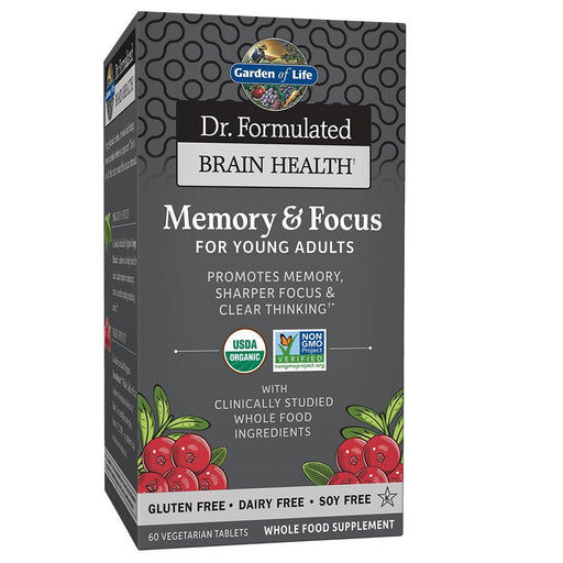 Garden of Life Dr. Formulated Memory & Focus for Young Adults - 60 vegetarian tabs | High-Quality Bacterial Cultures | MySupplementShop.co.uk