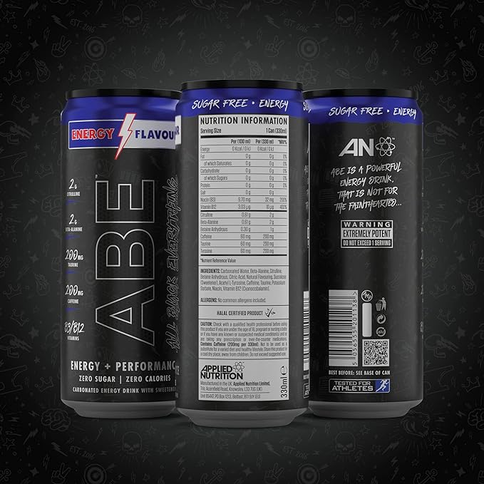 Applied Nutrition ABE (All Black Everything) Carbonated Can 12x330ml Energy
