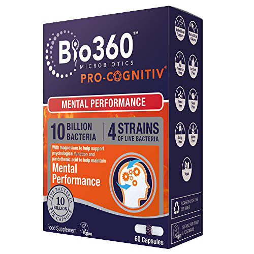 Bio360 Pro-Cognitiv (10 Billion Bacteria)|from Natures Aid|Mental Performance*|60 Capsules