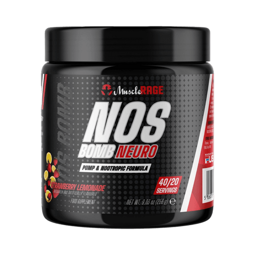 Muscle Rage NOS Bomb Neuro: Stim-Free Pre-Workout 256g - Strawberry Lemonade - Pre Workout at MySupplementShop by Muscle Rage
