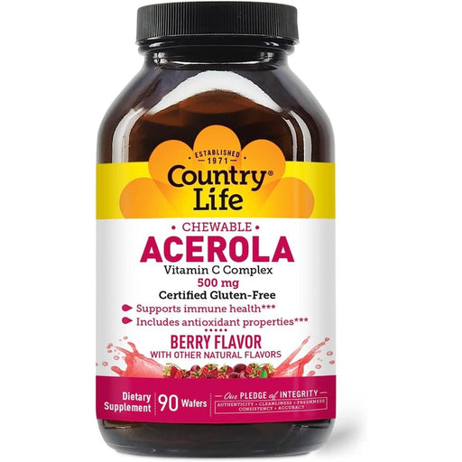 Country Life Chewable Acerola 500mg 90 Berry Flavour Wafers | Premium Supplements at MYSUPPLEMENTSHOP