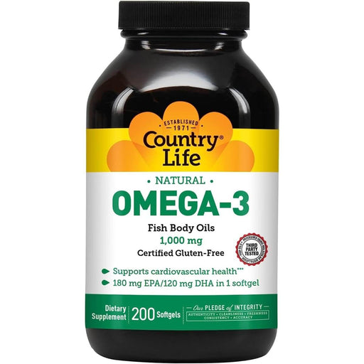 Country Life Omega-3 Fish Oil 1000mg 200 Softgel | Premium Supplements at MYSUPPLEMENTSHOP