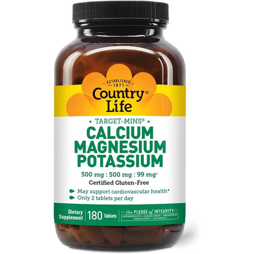 Country Life Target-Mins Calcium, Magnesium, Potassium 180 Tablets | Premium Supplements at MYSUPPLEMENTSHOP