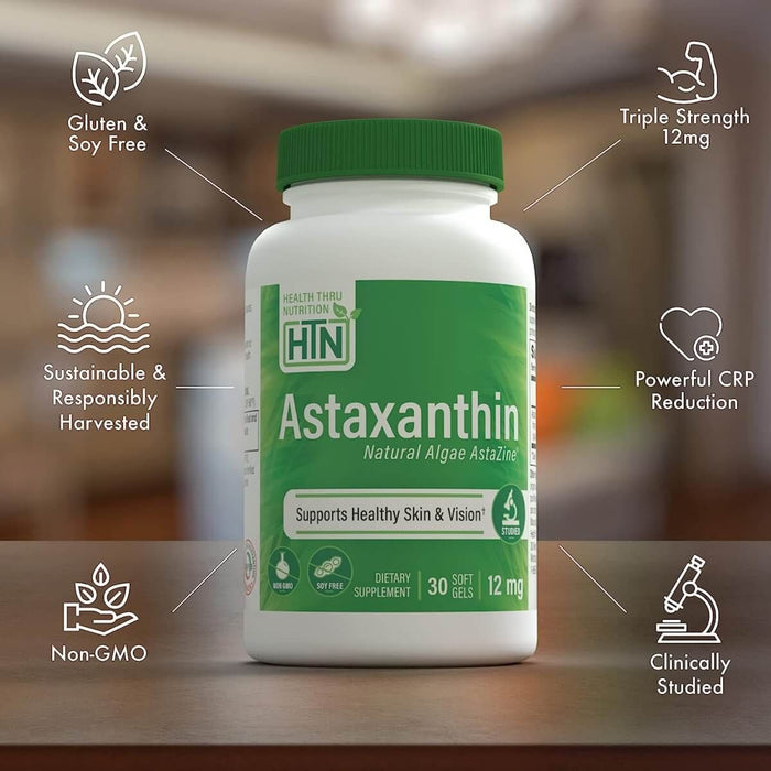 Health Thru Nutrition Astaxanthin 12mg 30 Softgels | Premium Supplements at MYSUPPLEMENTSHOP