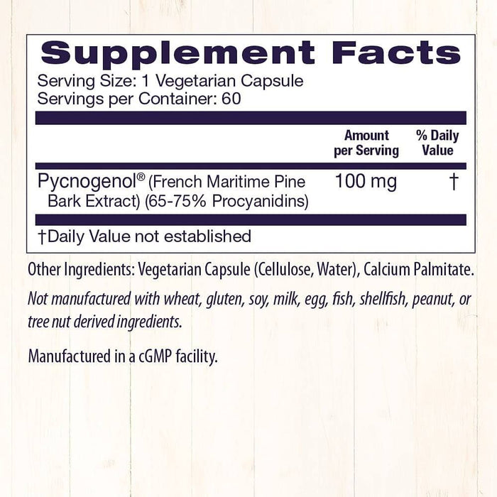 Healthy Origins Pycnogenol 100 mg 60 Veggie Capsules | Premium Supplements at MYSUPPLEMENTSHOP
