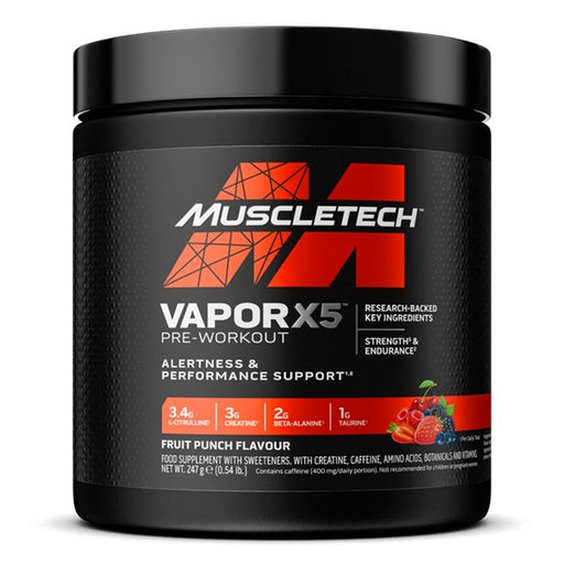 MuscleTech Vapor X5 Pre-Workout, Fruit Punch - 247g Best Value Nutritional Supplement at MYSUPPLEMENTSHOP.co.uk