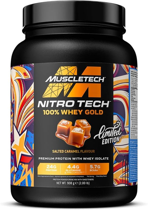 MuscleTech Nitro-Tech 100% Whey Gold, Salted Caramel - 908g Best Value Nutritional Supplement at MYSUPPLEMENTSHOP.co.uk