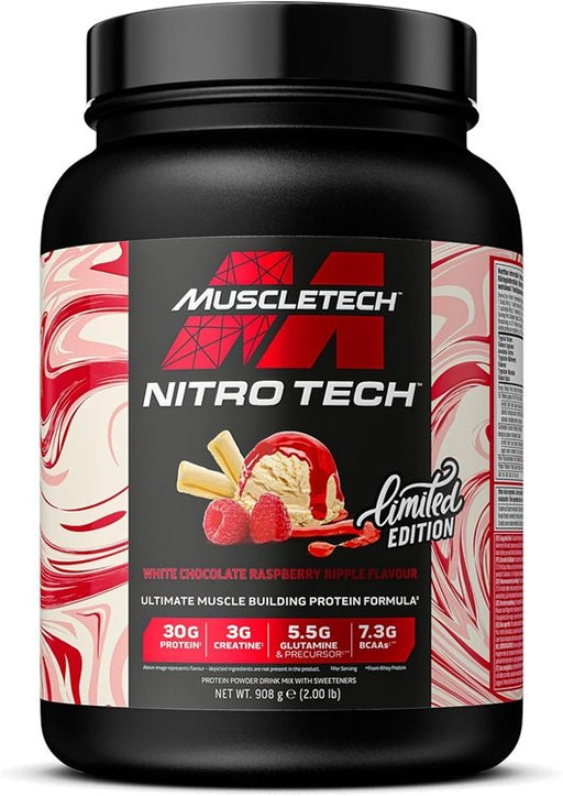 MuscleTech Nitro-Tech, White Chocolate Raspberry Ripple - 908g Best Value Protein Supplement Powder at MYSUPPLEMENTSHOP.co.uk