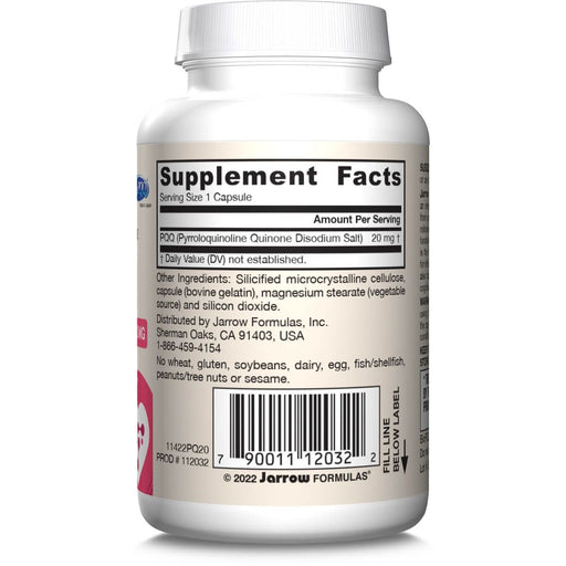 Jarrow Formulas PQQ 20mg 30 Capsules | Premium Supplements at MYSUPPLEMENTSHOP
