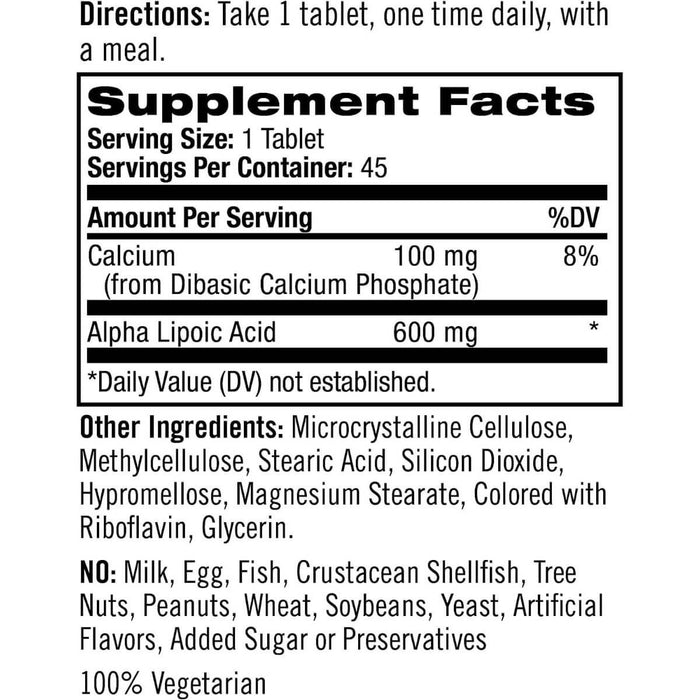 Natrol Alpha Lipoic Acid 600mg 45 Time Release Tablets | Premium Supplements at MYSUPPLEMENTSHOP