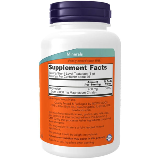 NOW Foods Magnesium Citrate Pure Powder 8oz (227g) | Premium Supplements at MYSUPPLEMENTSHOP