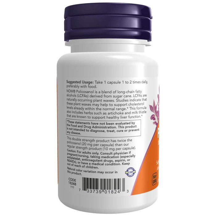 NOW Foods Policosanol Double Strength 20 mg 90 Veg Capsules | Premium Supplements at MYSUPPLEMENTSHOP
