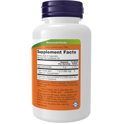 NOW Foods Yucca 500 mg 100 Capsules | Premium Supplements at MYSUPPLEMENTSHOP
