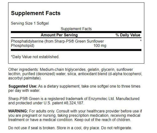 Swanson Phosphatidylserine Soy Free Formula 100 mg 90 Softgels | Premium Supplements at MYSUPPLEMENTSHOP