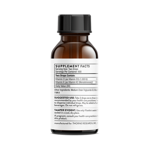 Thorne Research Vitamin D/K2 Liquid 1 fl oz | Premium Supplements at MYSUPPLEMENTSHOP