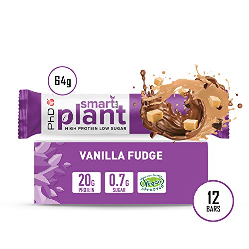 PhD Smart Bar Plant,Vegan Protein bar Vailla Fudge - 12 Bars | High-Quality Protein Bars | MySupplementShop.co.uk