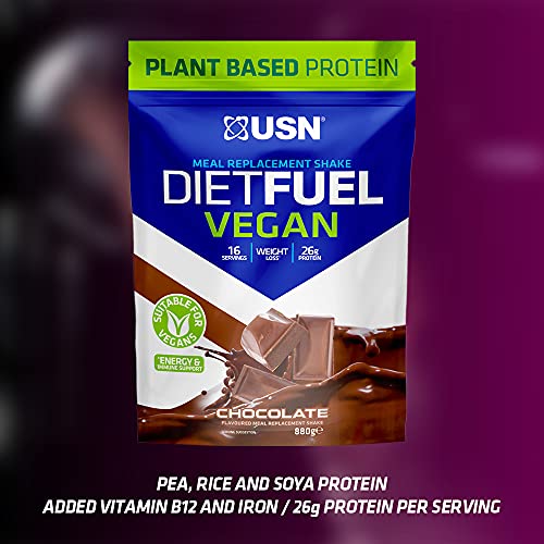 USN Diet Fuel Vegan Strawberry 880g: Dairy Free Vegan Meal Replacement Shake & Vegan Protein Powders | High-Quality Fat Burners | MySupplementShop.co.uk