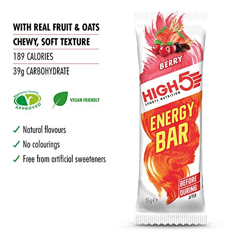HIGH5 Energy Bar Real Fruits Soft Bar No Artificial Sweeteners (Berry 25 x 55g) | High-Quality Endurance & Energy | MySupplementShop.co.uk
