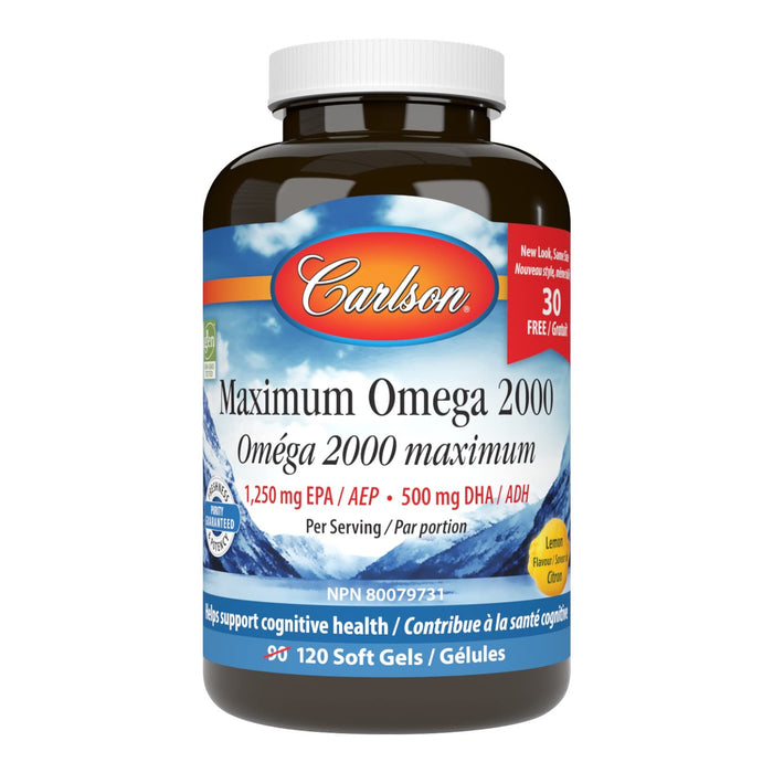 Carlson Labs Maximum Omega 2000 - 90 + 30 softgels | High-Quality Omega-3 | MySupplementShop.co.uk