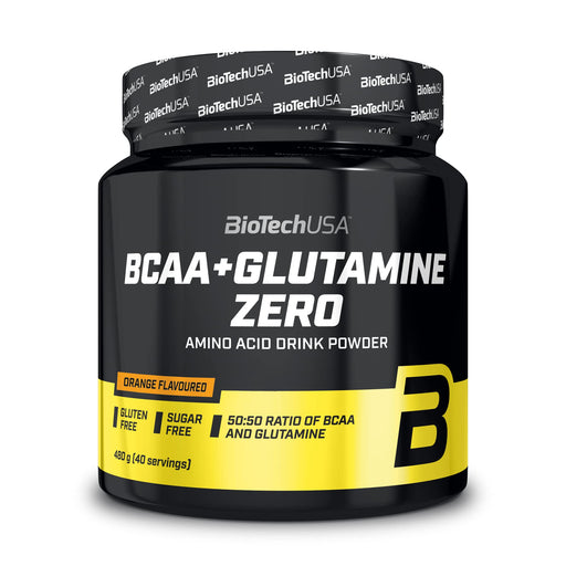 BioTechUSA BCAA + Glutamine Zero, Orange - 480 grams | High-Quality Amino Acids and BCAAs | MySupplementShop.co.uk