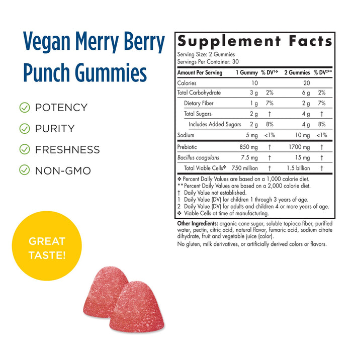 Nordic Naturals Probiotic Gummies Kids, Merry Berry Punch - 60 gummies | High-Quality Sports Supplements | MySupplementShop.co.uk