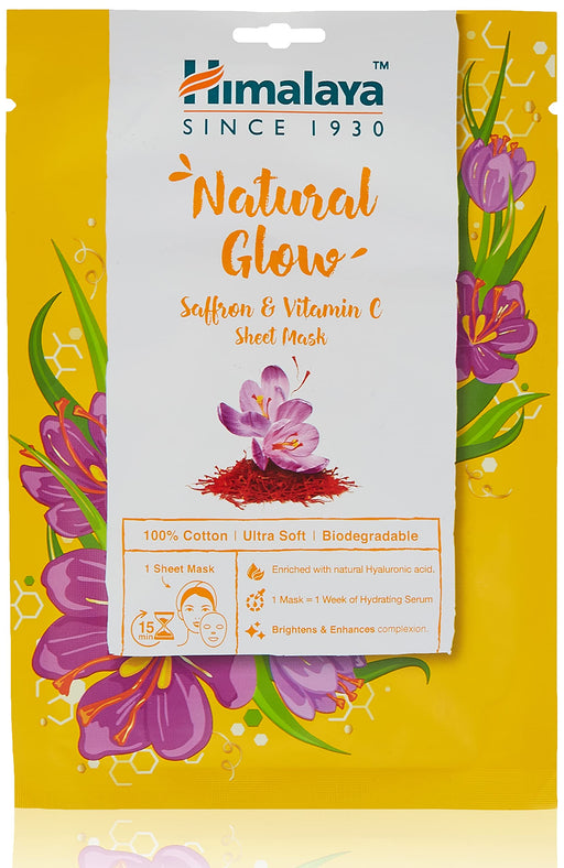 Himalaya Natural Glow Saffron & Vitamin C Sheet Mask - 30 ml. | High-Quality Masks | MySupplementShop.co.uk