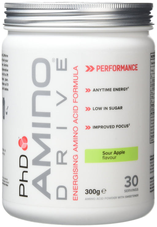 PhD Amino Drive, Sour Apple - 300 grams | High-Quality Amino Acids and BCAAs | MySupplementShop.co.uk