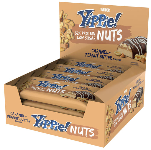 Weider Yippie! Nuts, Caramel-Peanut Butter - 12 bars (45 grams) | High-Quality Health Foods | MySupplementShop.co.uk