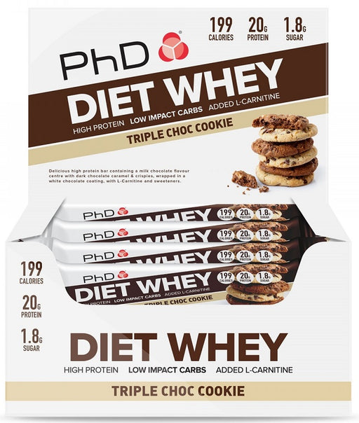 PhD Diet Whey Bar, Triple Choc Cookie - 12 bars | High-Quality Protein Bars | MySupplementShop.co.uk