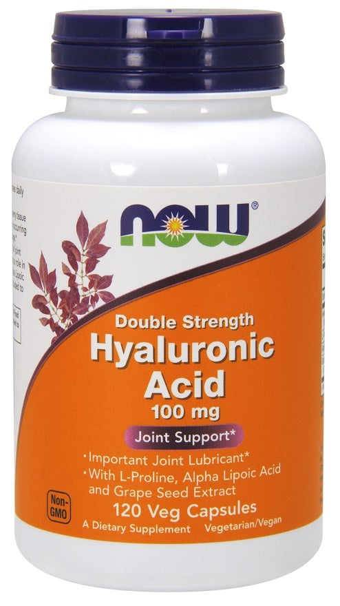 NOW Foods Hyaluronic Acid, 100mg Double Strength - 120 vcaps | High-Quality Hyaluronic Acid | MySupplementShop.co.uk
