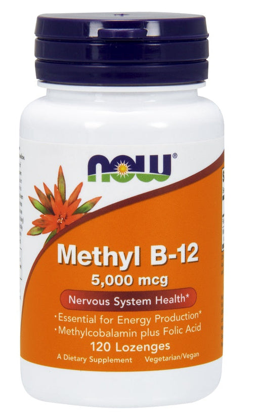 NOW Foods Methyl B-12 with Folic Acid, 5000mcg - 120 lozenges | High-Quality Vitamins & Minerals | MySupplementShop.co.uk