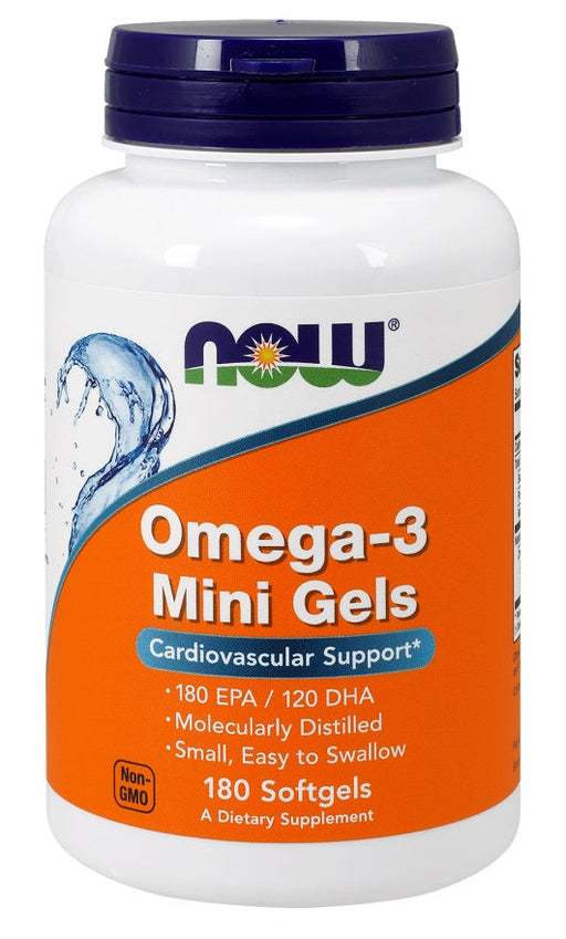 NOW Foods Omega-3 Mini Gels - 180 softgels | High-Quality Omegas, EFAs, CLA, Oils | MySupplementShop.co.uk