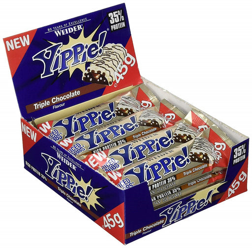 Weider Yippie! Bars, Cookies Double Choc - 12 bars (45 grams) | High-Quality Protein Bars | MySupplementShop.co.uk
