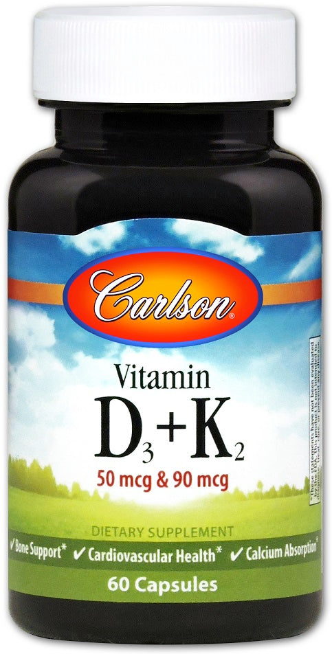 Carlson Labs Vitamin D3 + K2 - 60 caps | High-Quality Vitamins & Minerals | MySupplementShop.co.uk