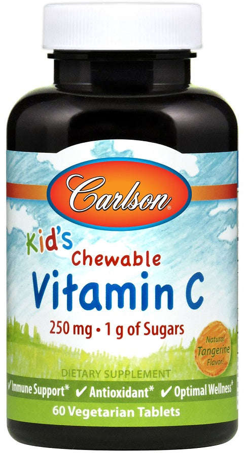 Carlson Labs Kid's Chewable Vitamin C, 250mg Natural Tangerine - 60 vegetarian tabs | High-Quality Vitamins & Minerals | MySupplementShop.co.uk
