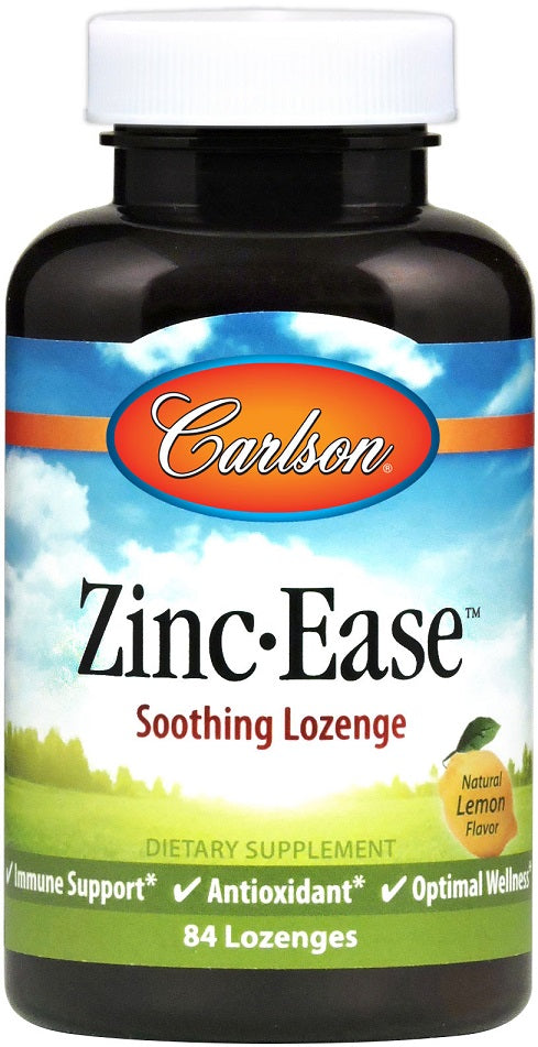Carlson Labs Zinc Ease, Natural Lemon - 84 lozenges | High-Quality Vitamins & Minerals | MySupplementShop.co.uk