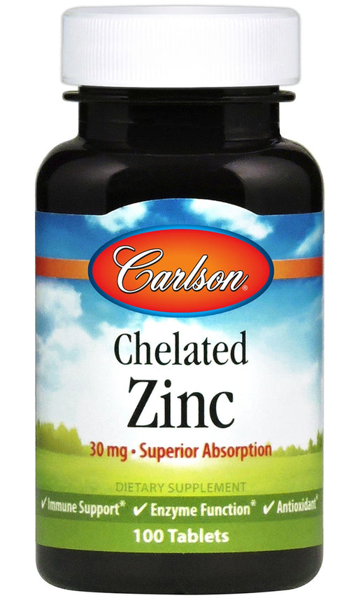Carlson Labs Chelated Zinc, 30mg - 100 tabs | High-Quality Vitamins & Minerals | MySupplementShop.co.uk