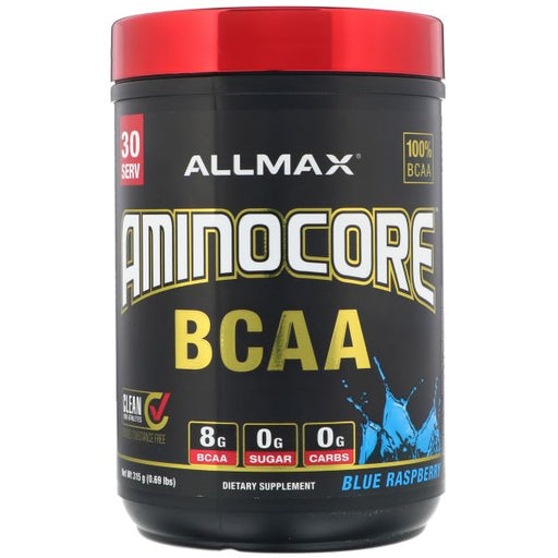 AllMax Nutrition Aminocore BCAA, Blue Raspberry - 315 grams | High-Quality Amino Acids and BCAAs | MySupplementShop.co.uk
