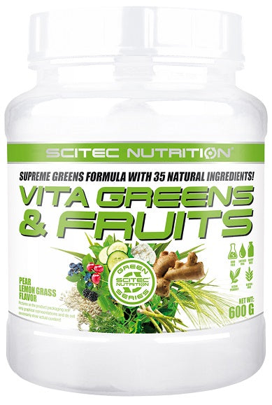 SciTec Vita Greens & Fruit, Pear - Lemon Grass - 600 grams | High-Quality Vitamins & Minerals | MySupplementShop.co.uk