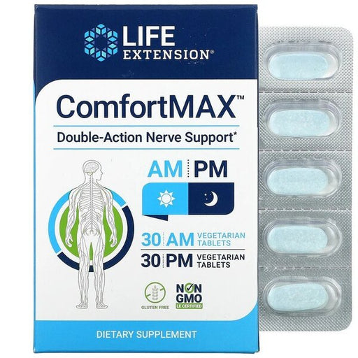 Life Extension ComfortMax - 30 AM + 30 PM vegetarian tabs | High-Quality Health and Wellbeing | MySupplementShop.co.uk