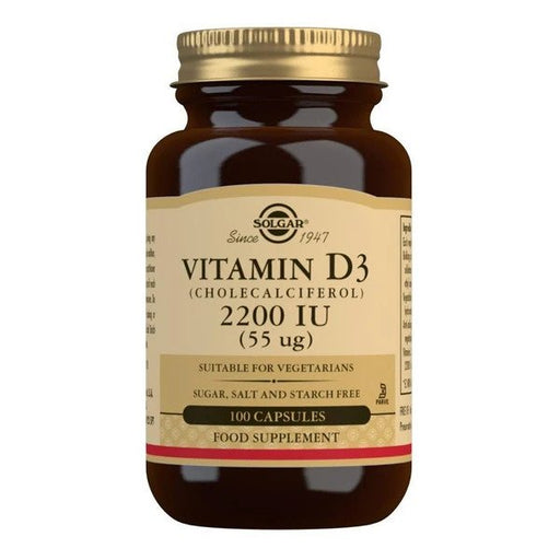 Solgar Vitamin D3 Choleclaciferol, 55mcg - 100 vcaps | High Quality Minerals and Vitamins Supplements at MYSUPPLEMENTSHOP.co.uk