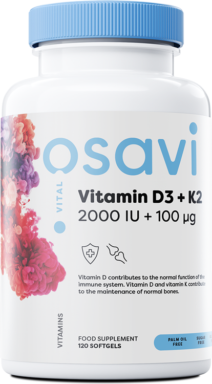 Osavi Vitamin D3 + K2, 2000IU + 100mcg - 120 softgels | High-Quality Sports Supplements | MySupplementShop.co.uk