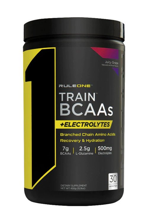 Rule One Train BCAAs + Electrolytes, Juicy Grape - 450 grams | High-Quality Amino Acids and BCAAs | MySupplementShop.co.uk