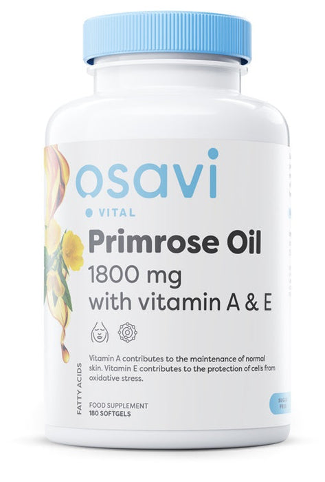 Osavi Primrose Oil with Vitamin A & E, 1800mg - 180 softgels | High-Quality Health and Wellbeing | MySupplementShop.co.uk