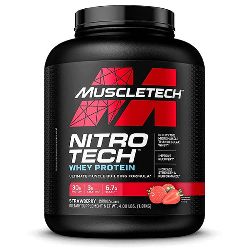 MuscleTech Nitro-Tech, Strawberry - 1800 grams | High-Quality Protein | MySupplementShop.co.uk
