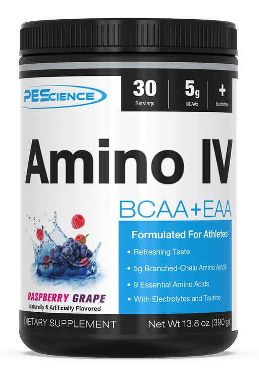 PEScience Amino IV, Raspberry Grape - 390 grams | High-Quality Amino Acids and BCAAs | MySupplementShop.co.uk