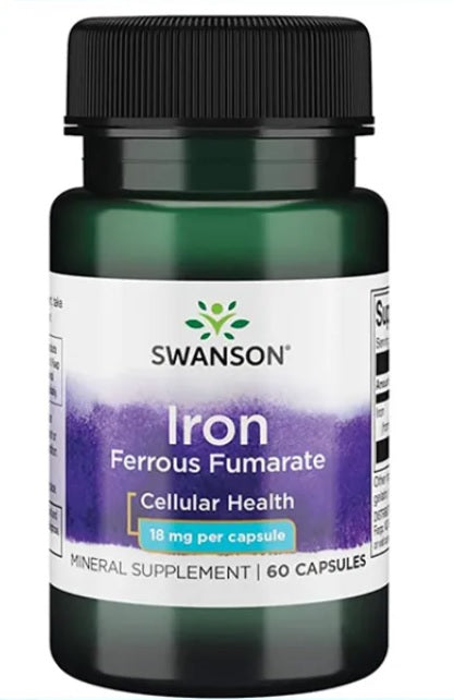 Swanson Iron (Ferrous Fumarate), 18mg - 60 caps | High-Quality Vitamins & Minerals | MySupplementShop.co.uk