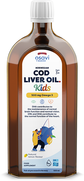 Osavi Norwegian Cod Liver Oil Kids, 500mg Omega 3 (Lemon) - 500 ml. | High-Quality Omega-3 | MySupplementShop.co.uk